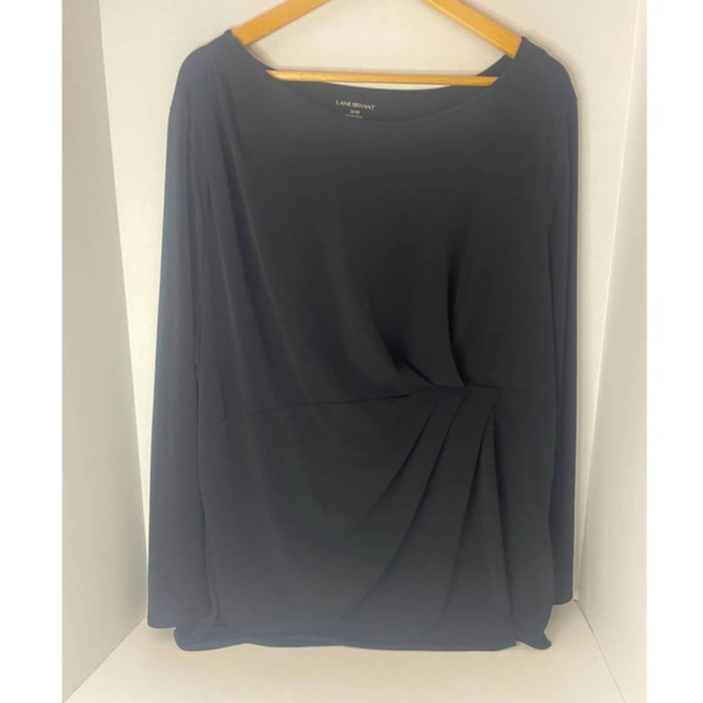 Lane Bryant Ruched Front Black Lightweight Blouse Top Women’s Size 26